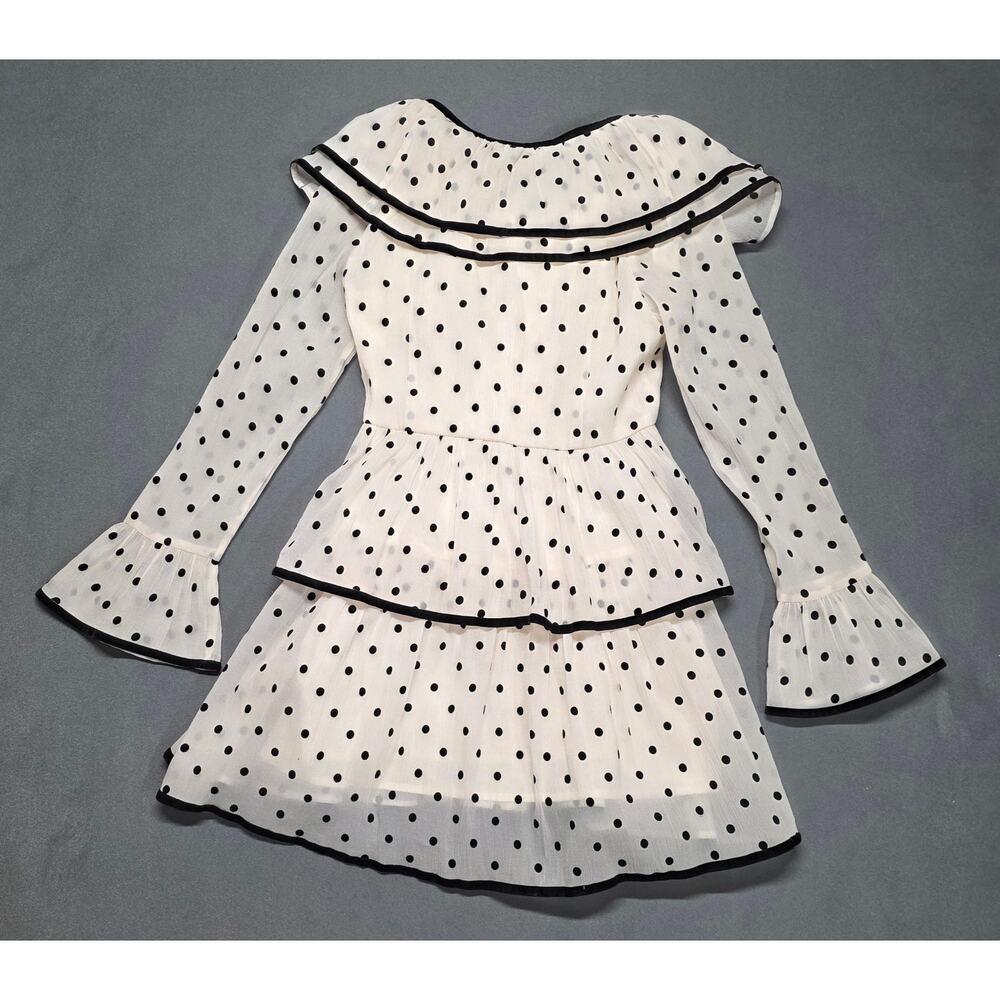 Sofie The Label Tiered Ruffle Mini Dress Polka Dot Romantic Bell Sleeve Small - Picture 8 of 11